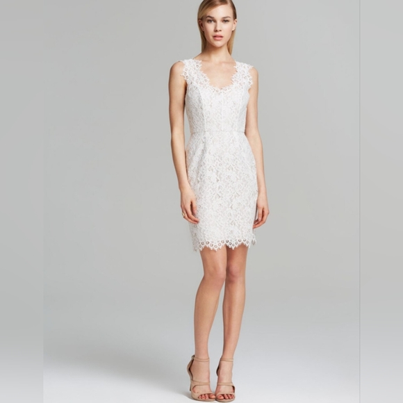 Shoshanna Rose Floral Lace Sheath Dress White 2 - Picture 6 of 6